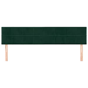 Čelo postele 2 ks tmavě zelené 90x5x78/88 cm samet - obrázek 3