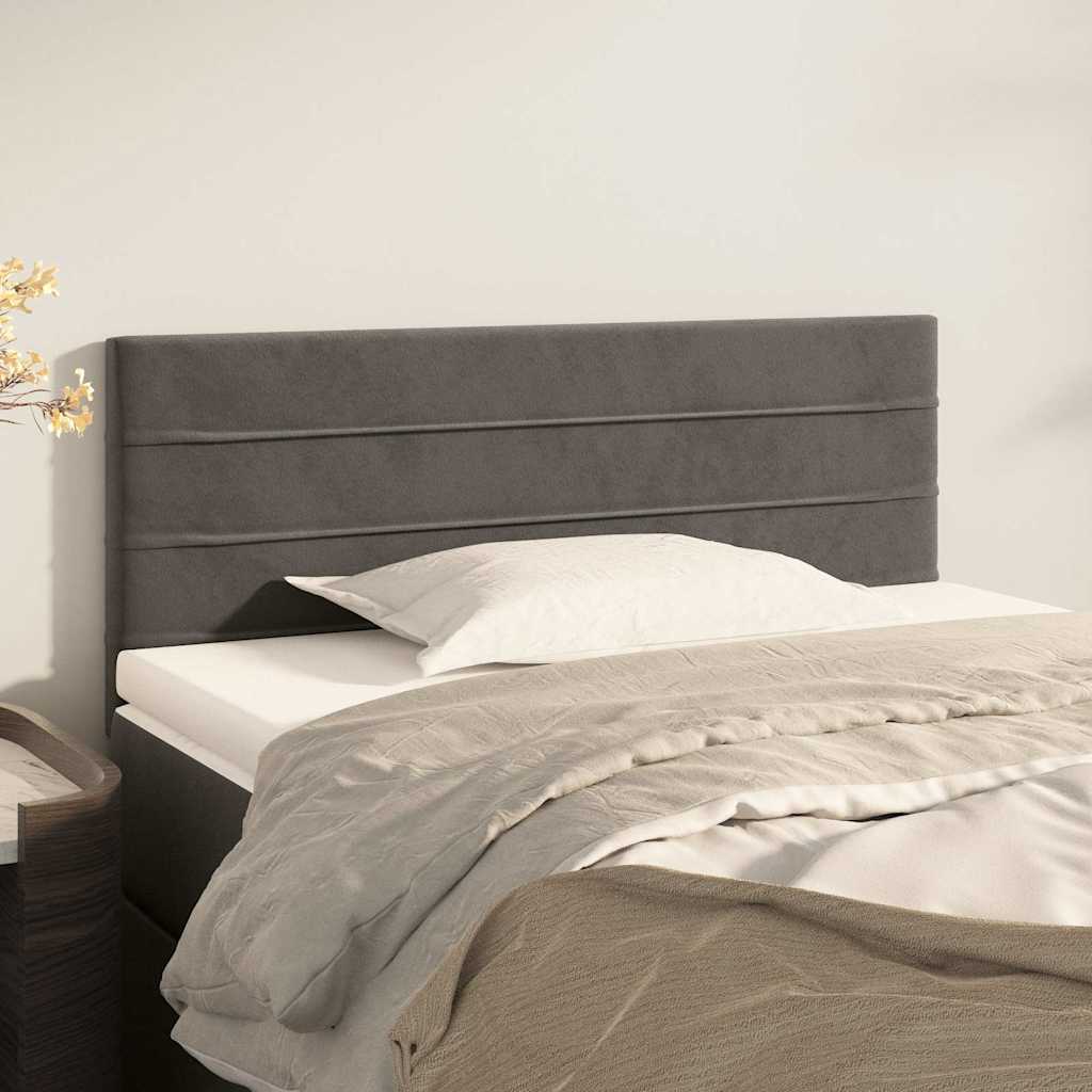 vidaXL sengegavl 100x5x78/88 cm fløjl mørkegrå