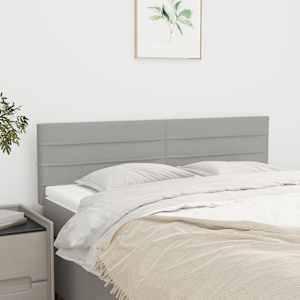 Posteljno vzglavje svetlo siva 144x5x78/88 cm blago