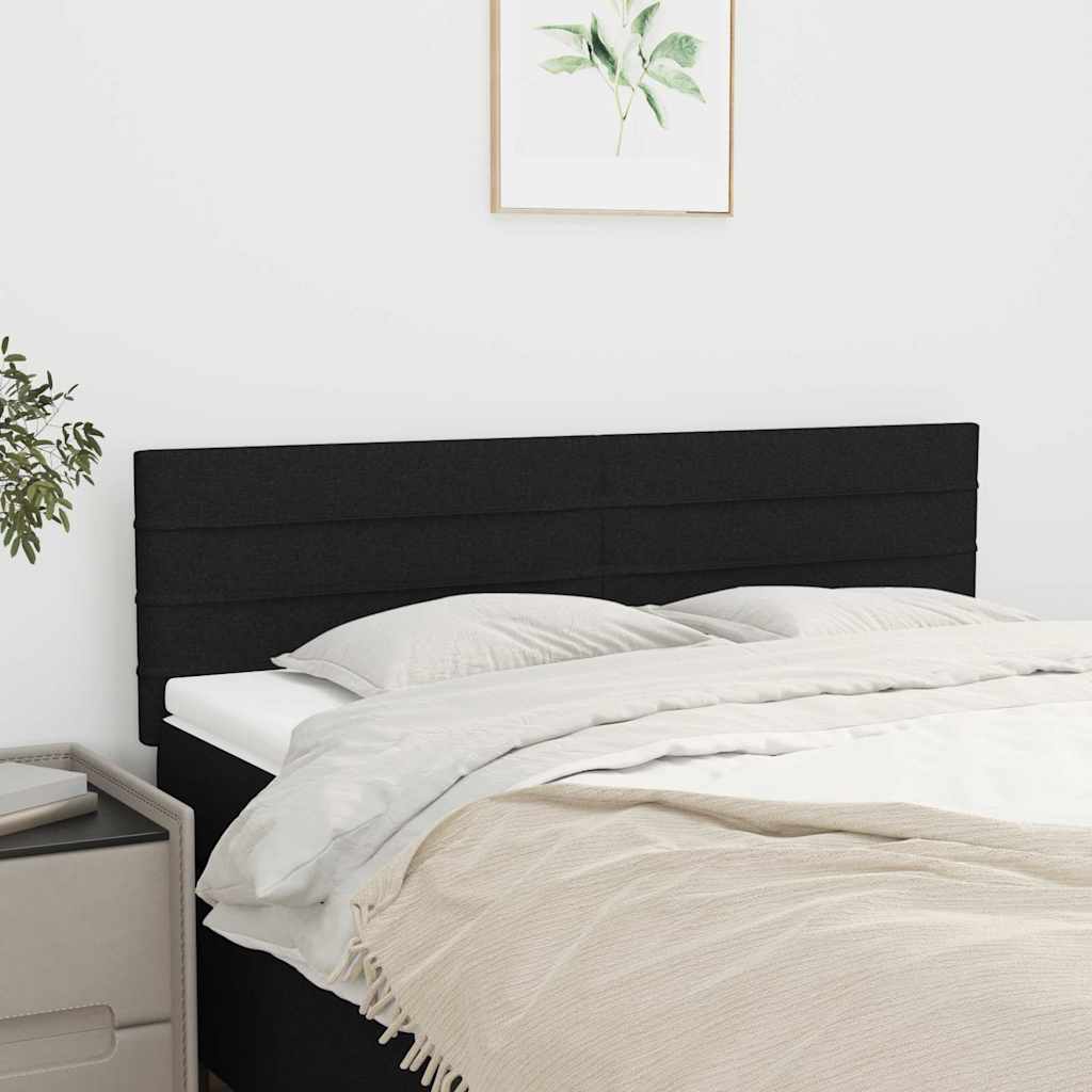 Sengegavl 144 x 5 x 78/88 cm i stof - sort