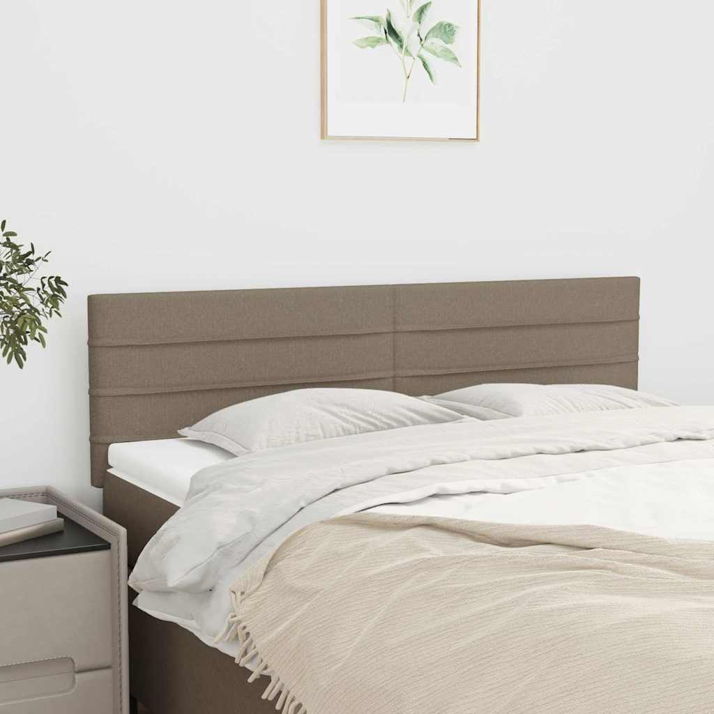 Polstret sengegavl 144 × 5 × 78/88 cm - stof, gråbrun