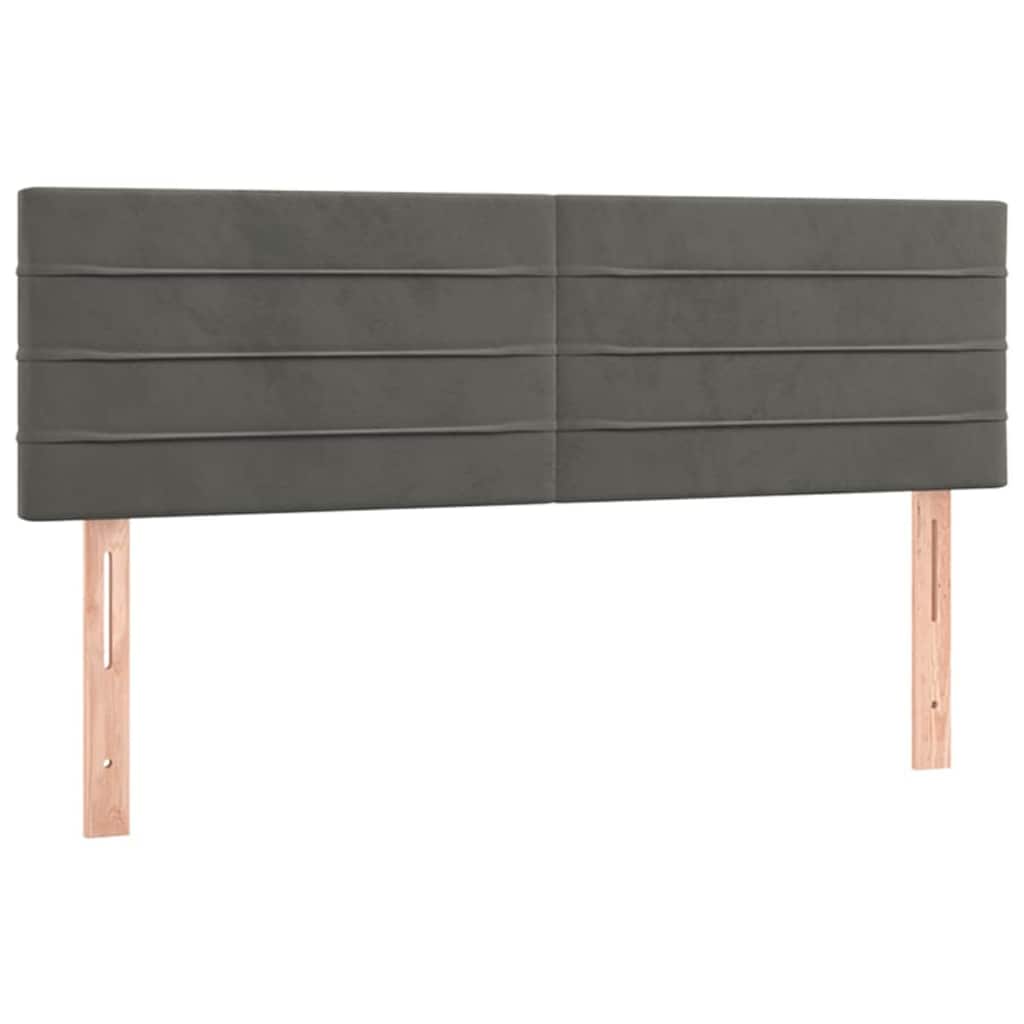 E-shop vidaXL Čelá postelí tmavošedé 144x5x78/88 cm zamatové