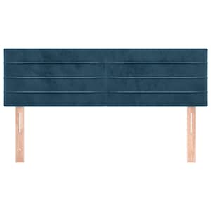 Čela postele 2 ks tmavě modrá 72 x 5 x 78/88 cm samet - obrázek 3