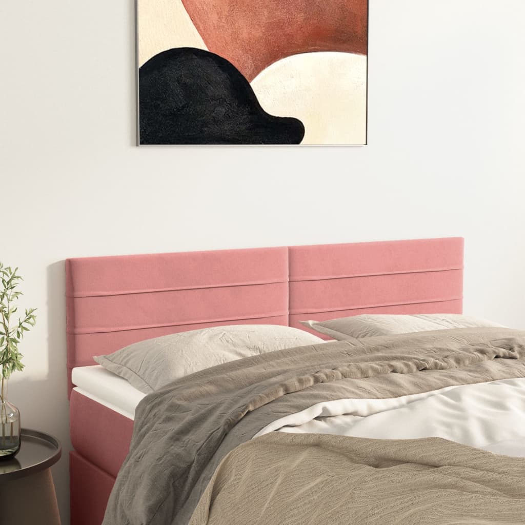 vidaXL Tăblii de pat, 2 buc, roz, 72x5x78/88 cm, catifea
