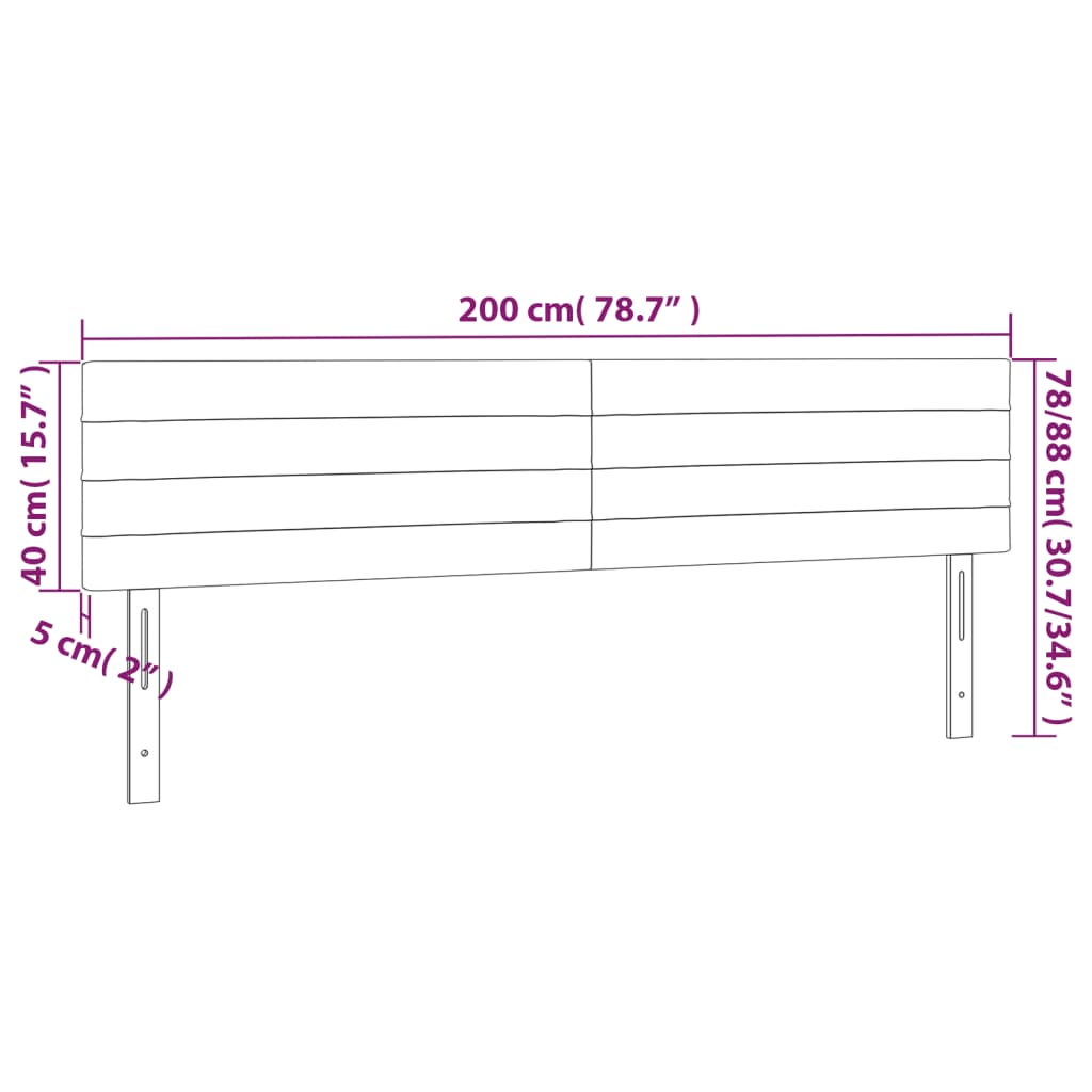 2 db sötétszürke bársony fejtámla 100x5x78/88 cm