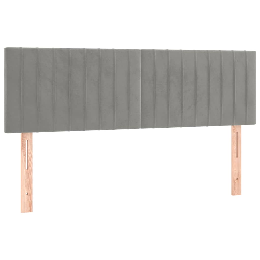 vidaXL Hoofdborden 144x5x78/88 cm fluweel lichtgrijs grijs, foto 3
