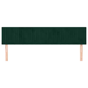 Čelo postele 2 ks tmavě zelené 80 x 5 x 78/88 cm samet - obrázek 3