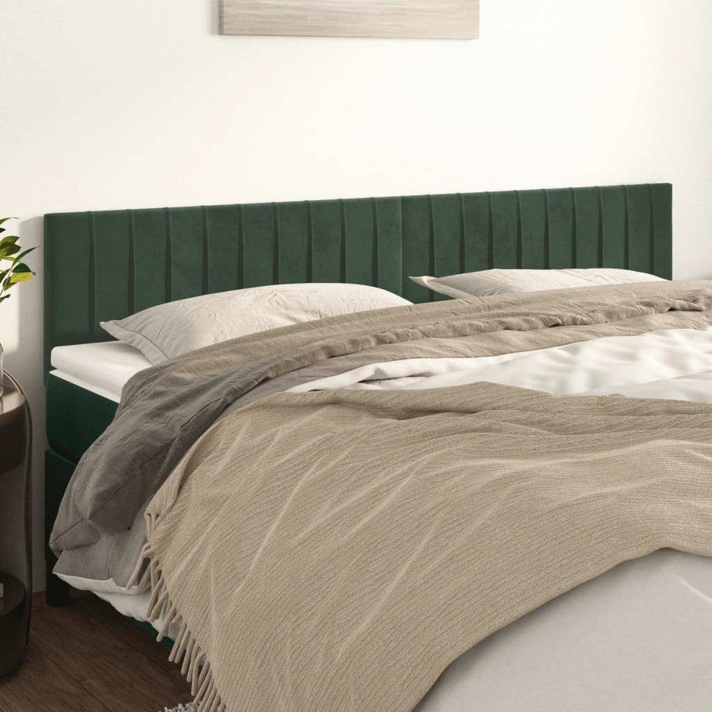 vidaXL Tăblii de pat, 2 buc, verde închis, 80x5x78/88 cm, catifea 