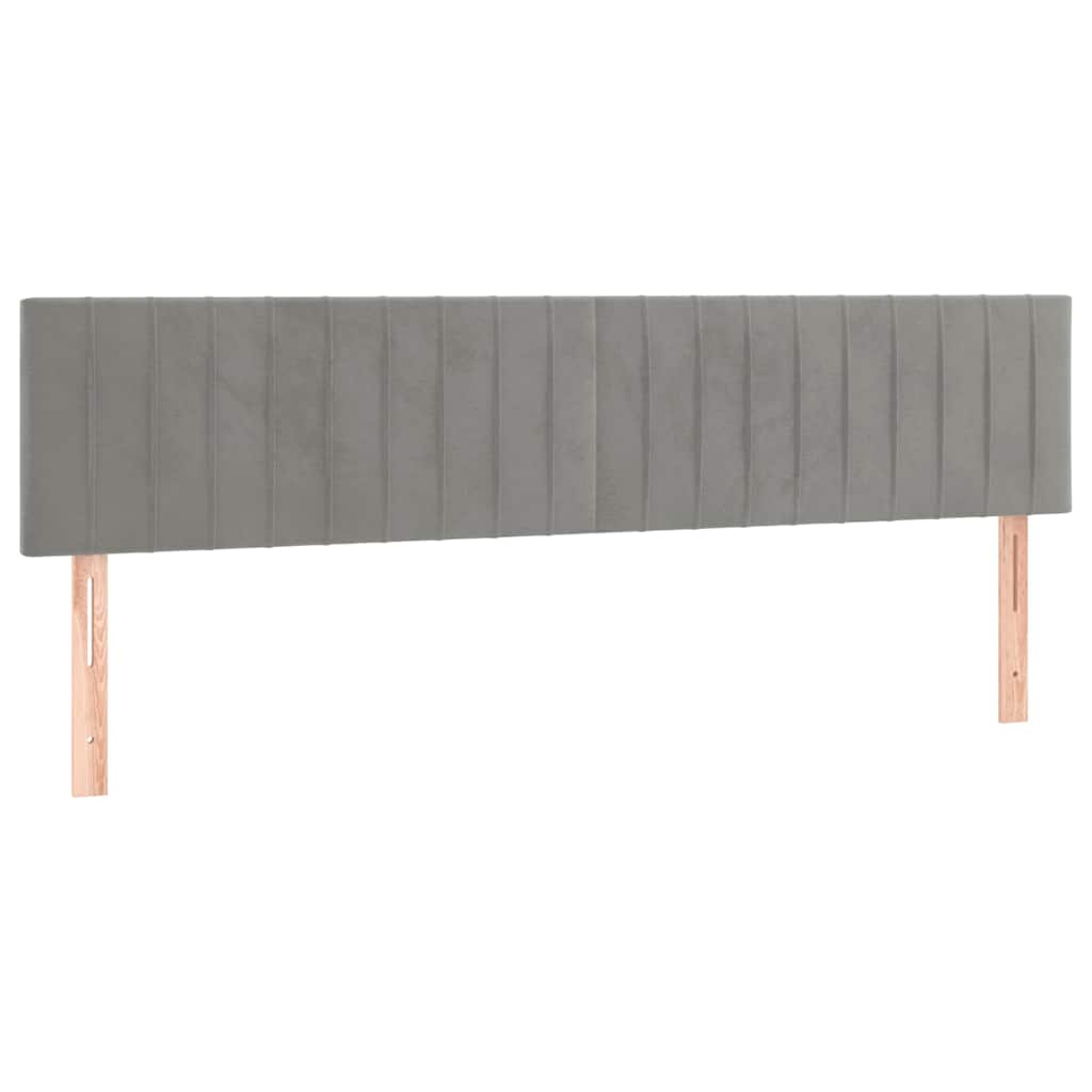 vidaXL Hoofdborden 200x5x78/88 cm fluweel lichtgrijs grijs, foto 3