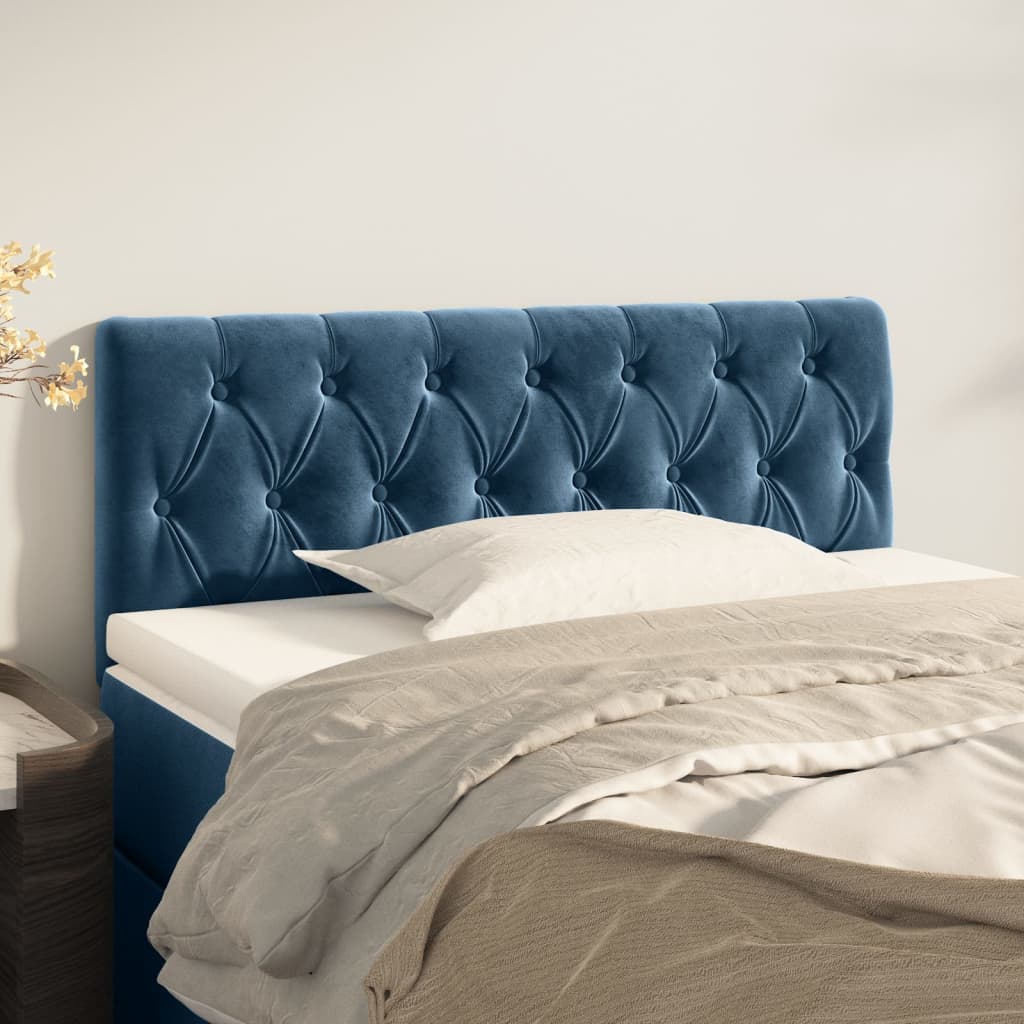 vidaXL Tăblie de pat, albastru închis, 90x7x78/88 cm, catifea