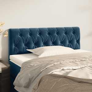 Posteljno vzglavje temno moder 90x7x78/88 cm žamet