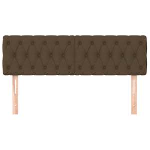 vidaXL Горни табли за легло, 2 бр, тъмнокафява, 72x7x78/88 см, плат