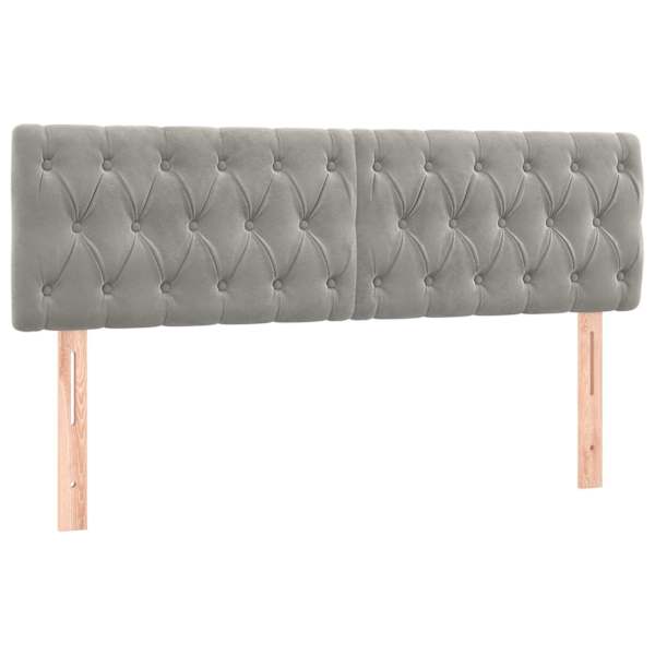 vidaXL voodipeatsid, helehall, 144x7x78/88 cm, samet