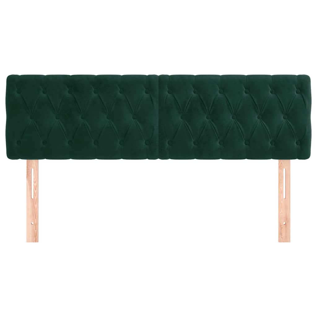 vidaXL Hoofdborden 144x7x78/88 cm fluweel donkergroen groen, foto 2