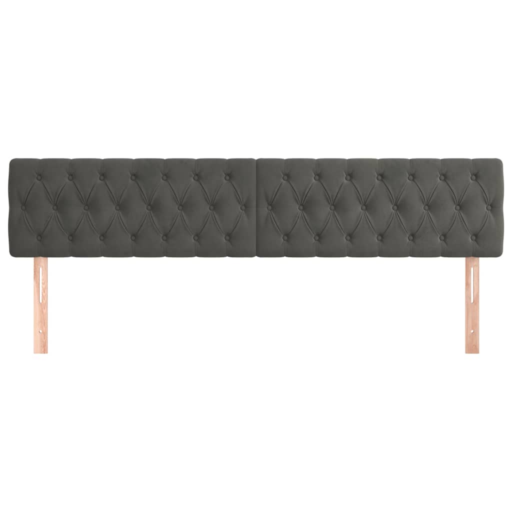 vidaXL Hoofdborden 180x7x78/88 cm fluweel donkergrijs grijs, foto 2