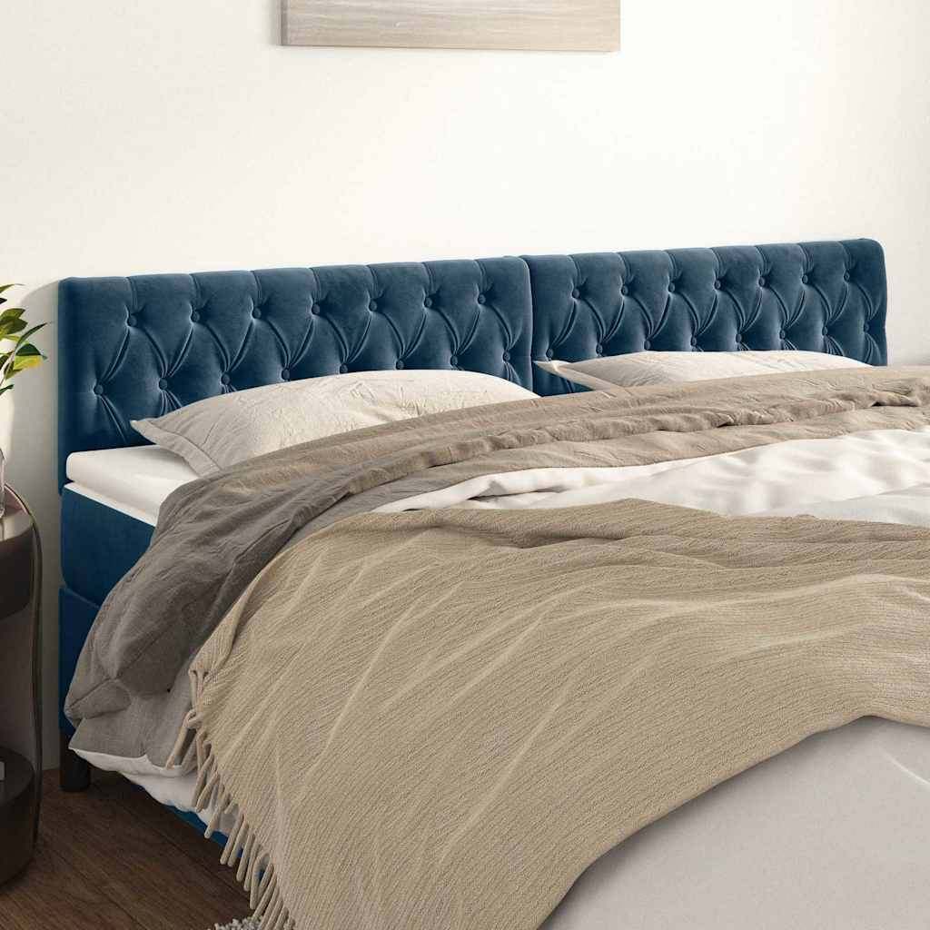 vidaXL sengegavle 180x7x78/88 cm fløjl mørkeblå