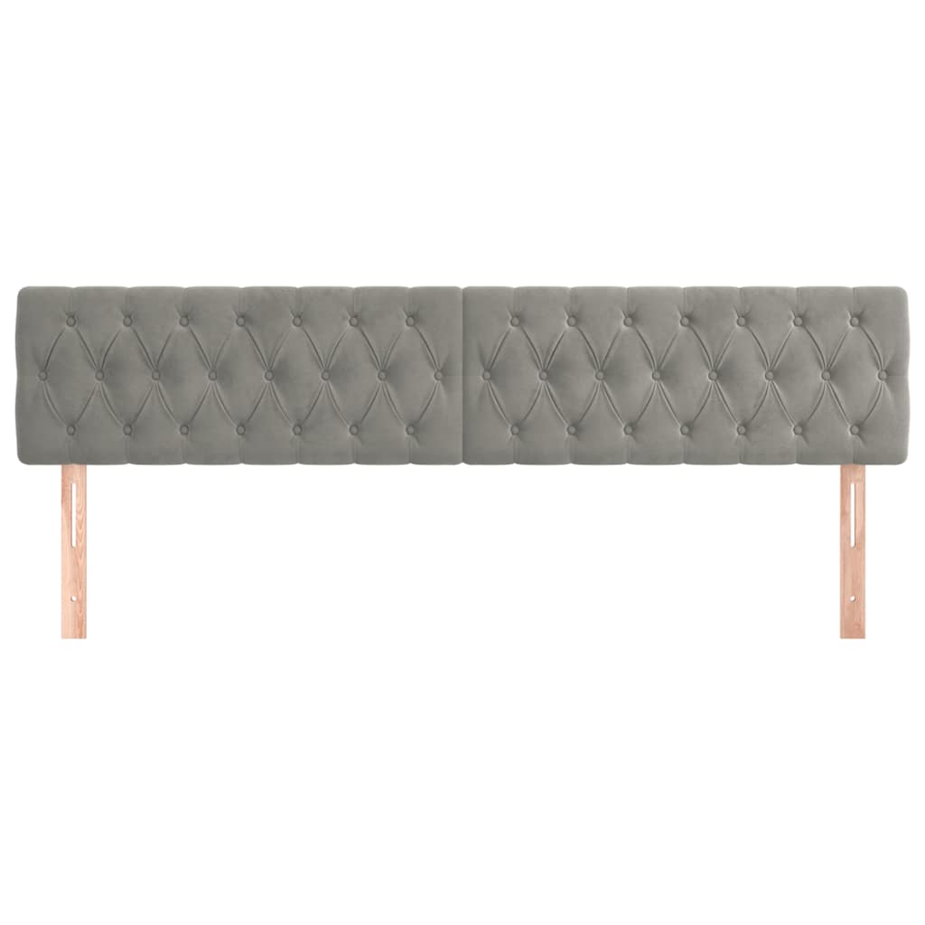 vidaXL Hoofdborden 200x7x78/88 cm fluweel lichtgrijs grijs, foto 2