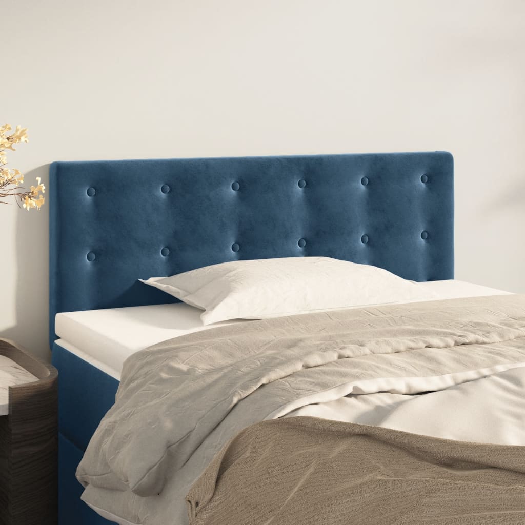vidaXL Tăblie de pat, albastru închis, 90x5x78/88 cm, catifea