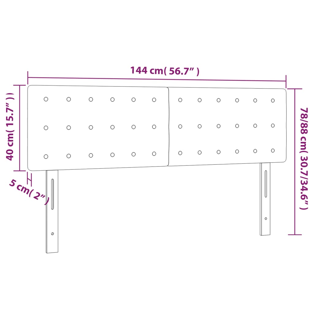 2 db sötétszürke szövet fejtámla 72 x 5 x 78/88 cm