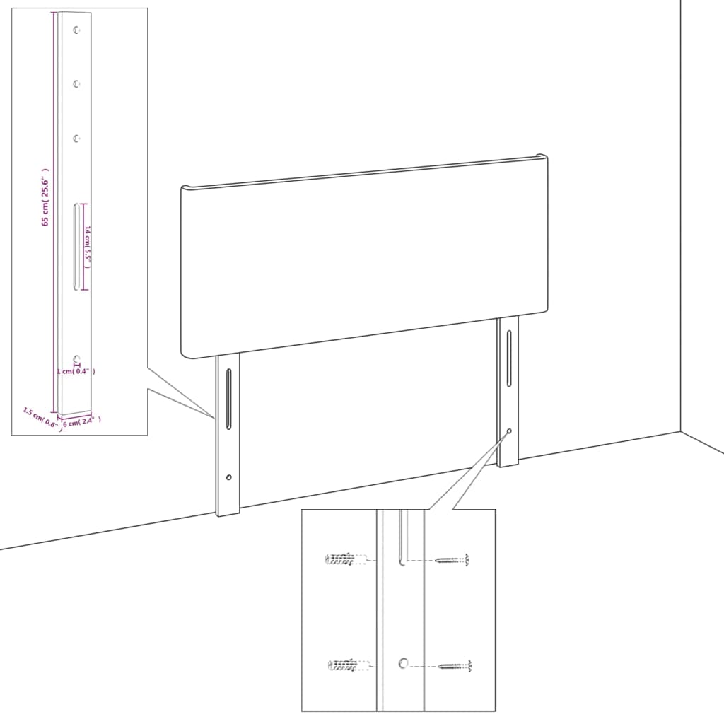 Posteljno vzglavje 2 kosa krem 72x5x78/88 cm blago