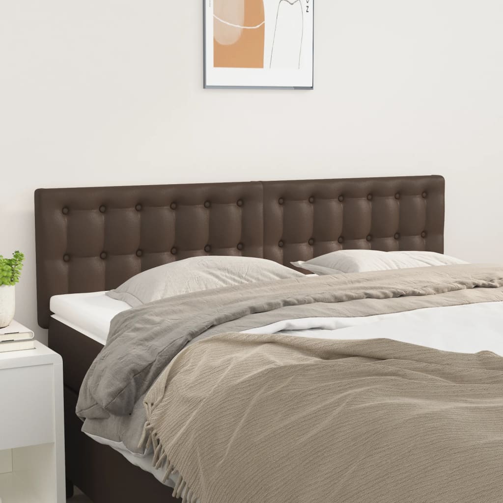 vidaXL Tăblii de pat, 2 buc., maro, 72x5x78/88 cm, piele ecologică