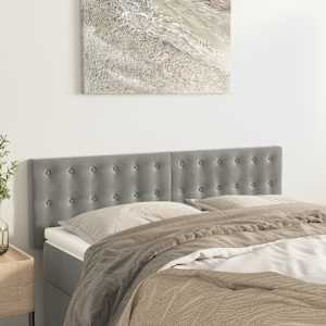 Čela postele 2 ks světle šedá 72 x 5 x 78/88 cm samet - obrázek 1