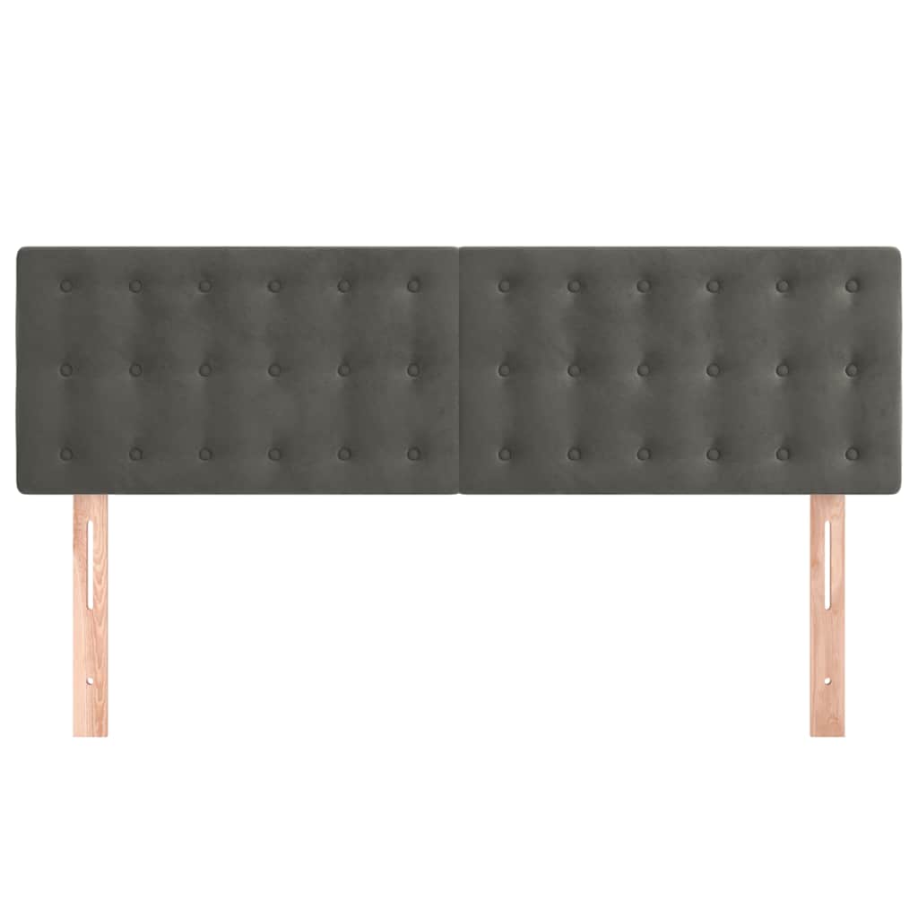 vidaXL Hoofdborden 144x5x78/88 cm fluweel donkergrijs grijs, foto 2