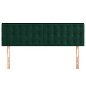 Čela postele 2 ks tmavě zelená 72 x 5 x 78/88 cm samet - obrázek 3