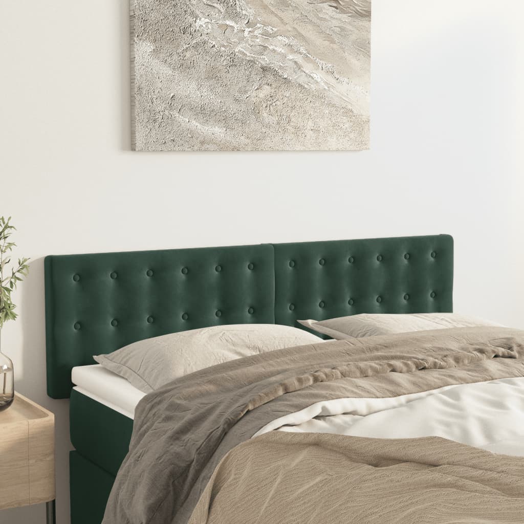 vidaXL Tăblii de pat, 2 buc., verde închis, 72x5x78/88 cm, catifea