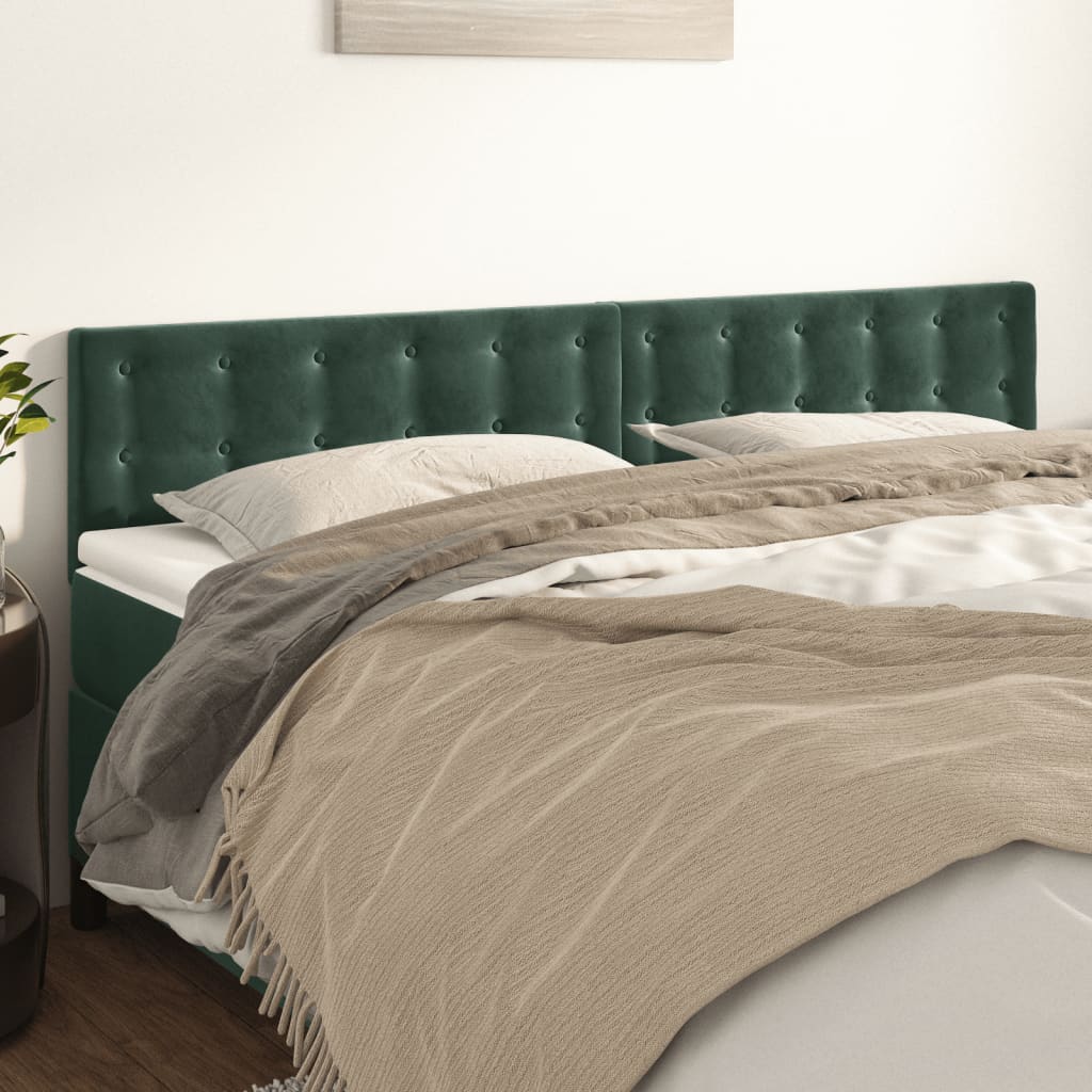 vidaXL Tăblii de pat, 2 buc, verde închis, 100x5x78/88 cm, catifea