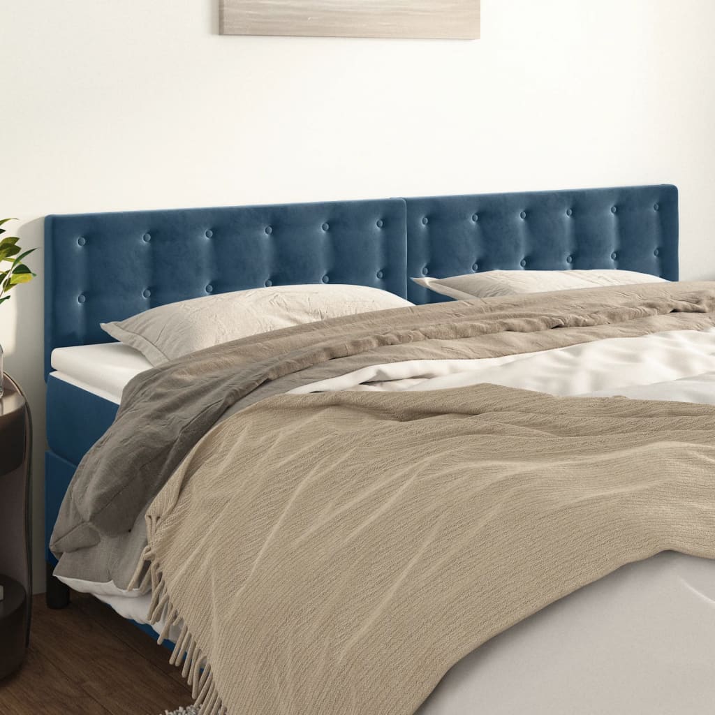 vidaXL Cabeceira de cama 2 pcs veludo 100x5x78/88 cm azul-escuro