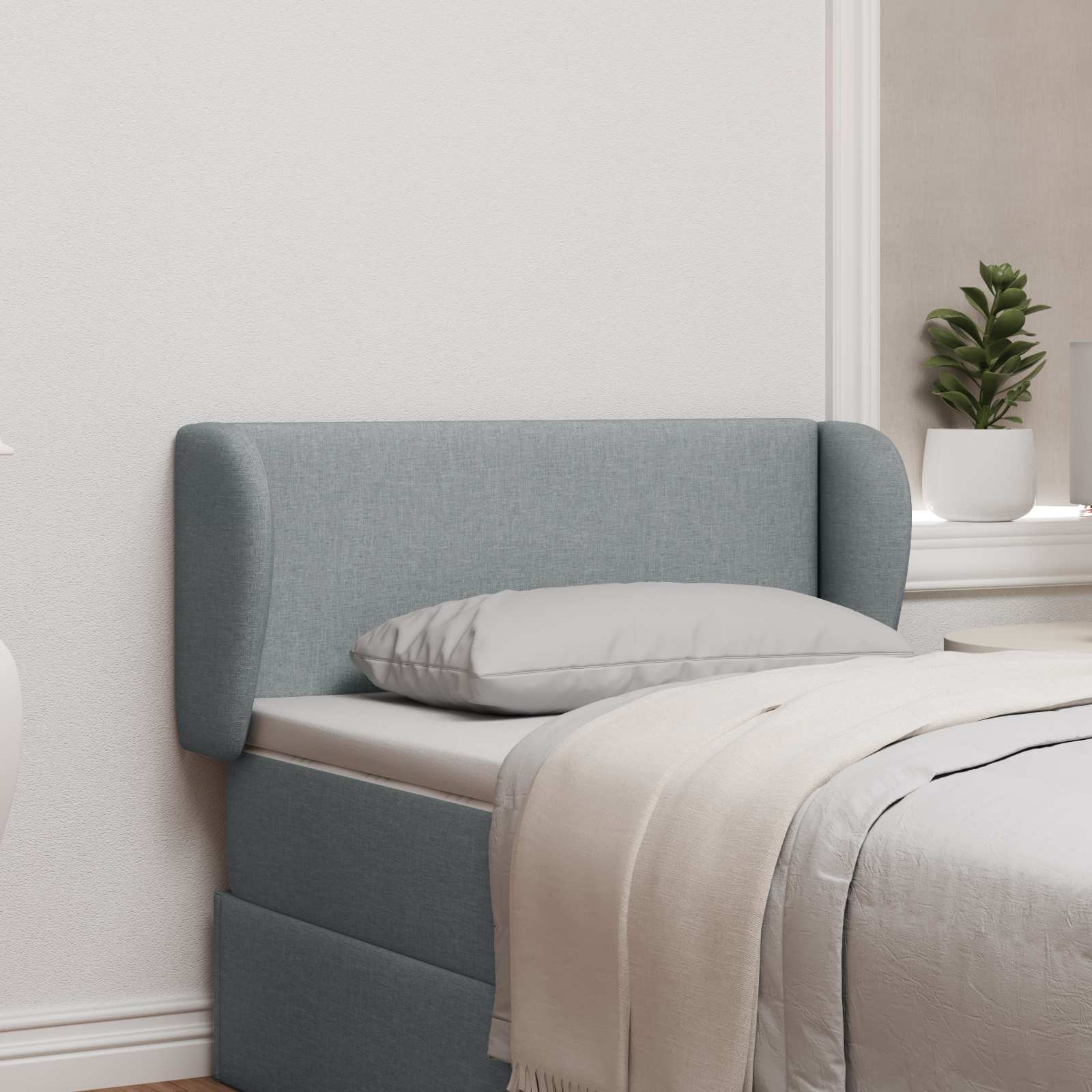 vidaXL Kopfteil Ohr Hellgrau 40 x 23 x 6 cm Stoff