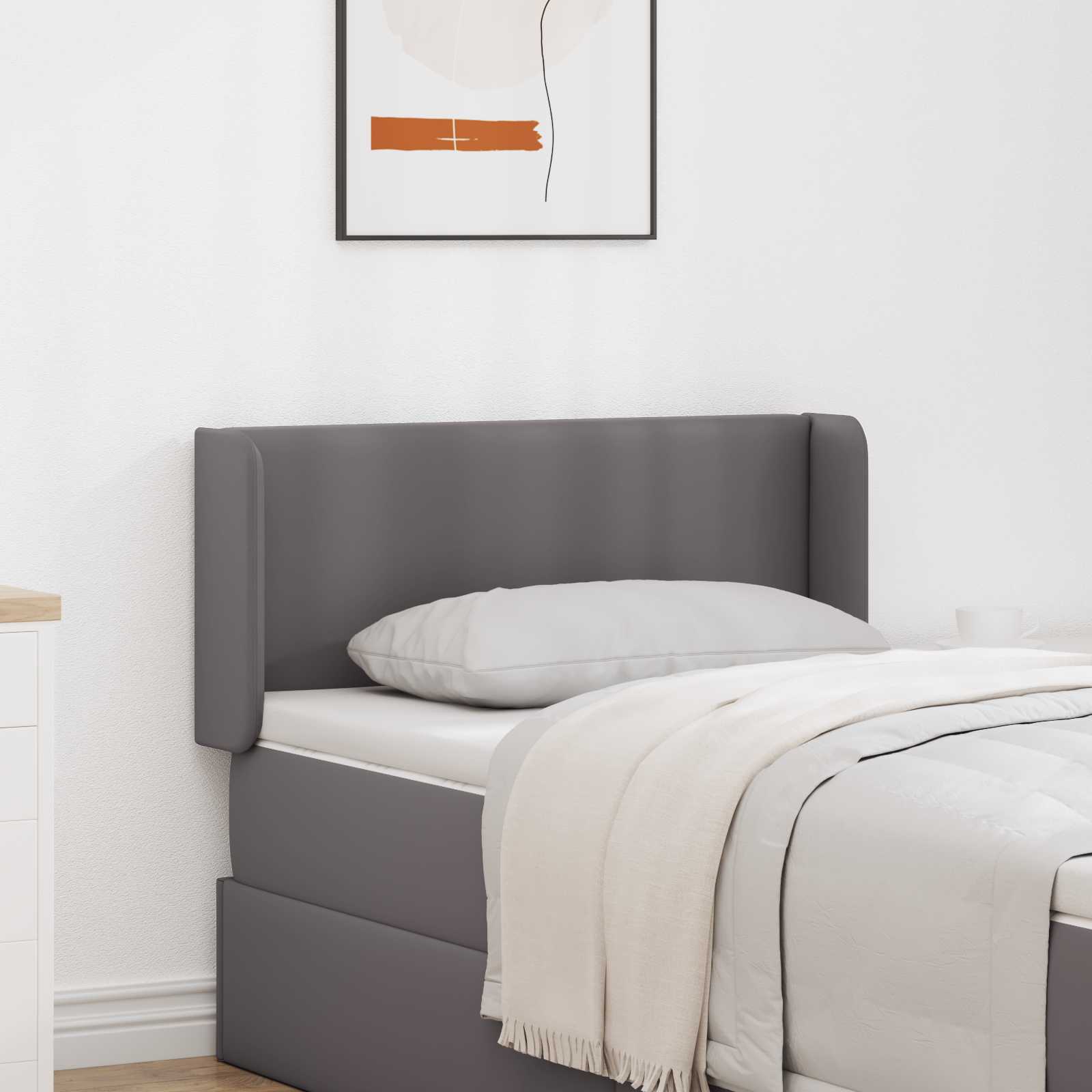 Hoofdbord oor 2 pcs Grijs 40 x 16 x 5 cm Multiplex en Kunstleer