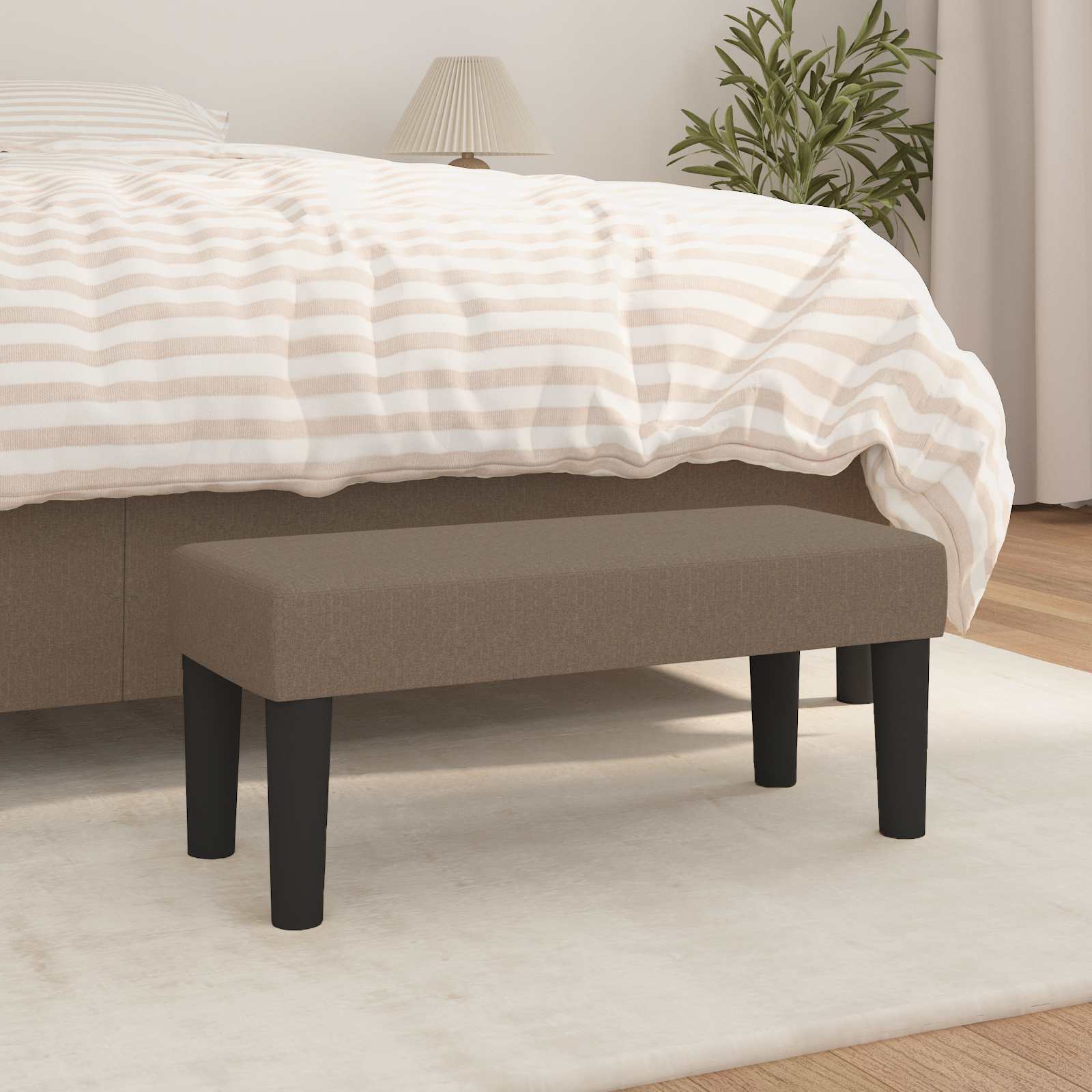 Polstret bænk 70×30×30 cm i stof - gråbrun