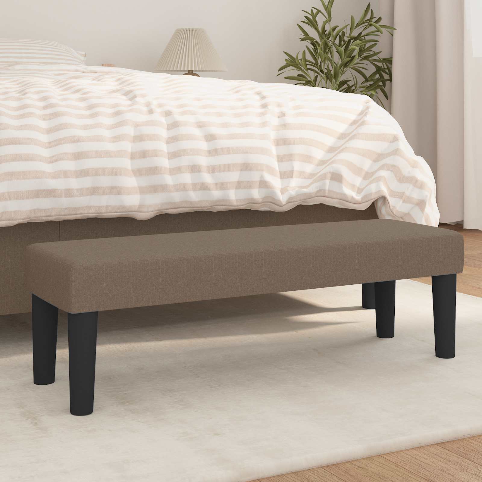 Polstret bænk i stof - 100 × 30 × 30 cm, gråbrun