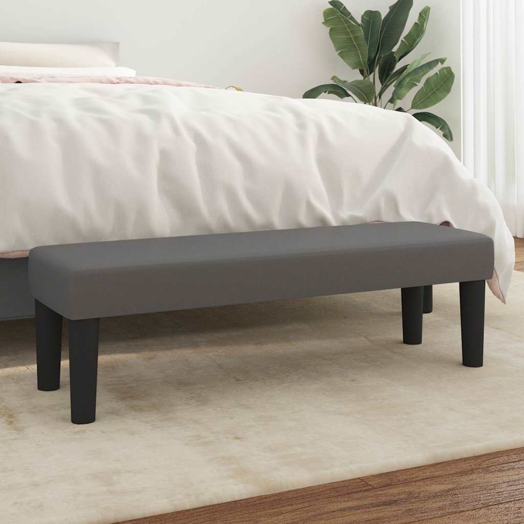 Polstret bænk 100×30×30 cm i gråt kunstlæder