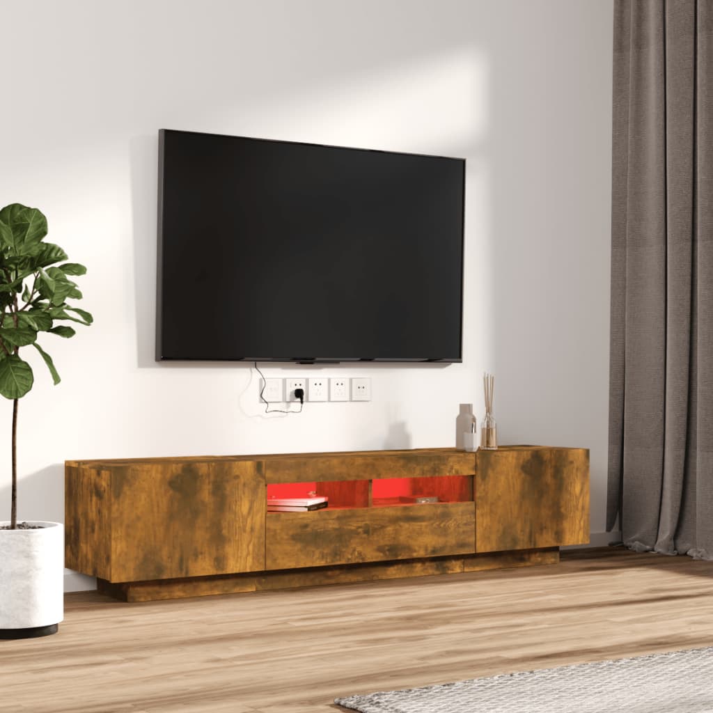 vidaXL 2-delige Tv-meubelset met LED bewerkt hout gerookt eikenkleurig afbeelding