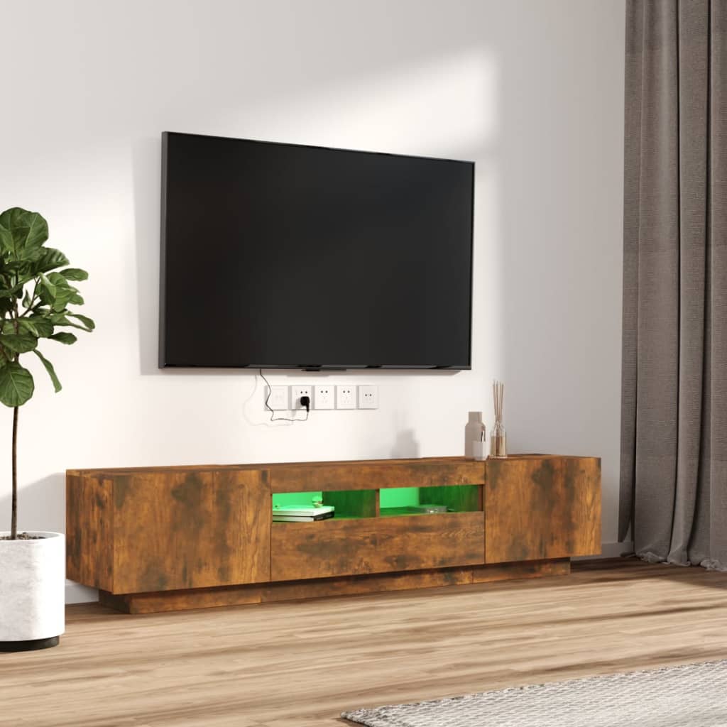 Ensemble de meubles TV avec lumières LED 2 pcs Chêne fumé | meublestv.fr 5