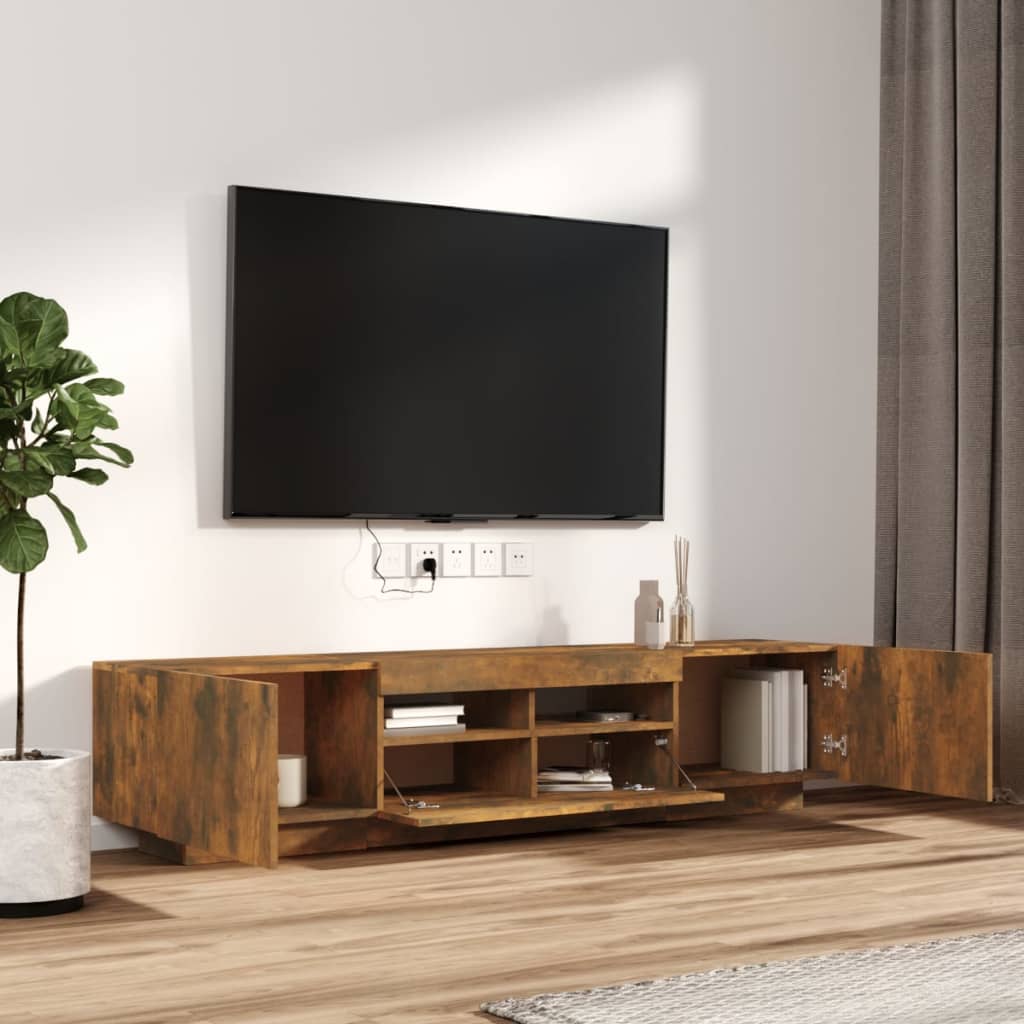 Ensemble de meubles TV avec lumières LED 2 pcs Chêne fumé | meublestv.fr 7