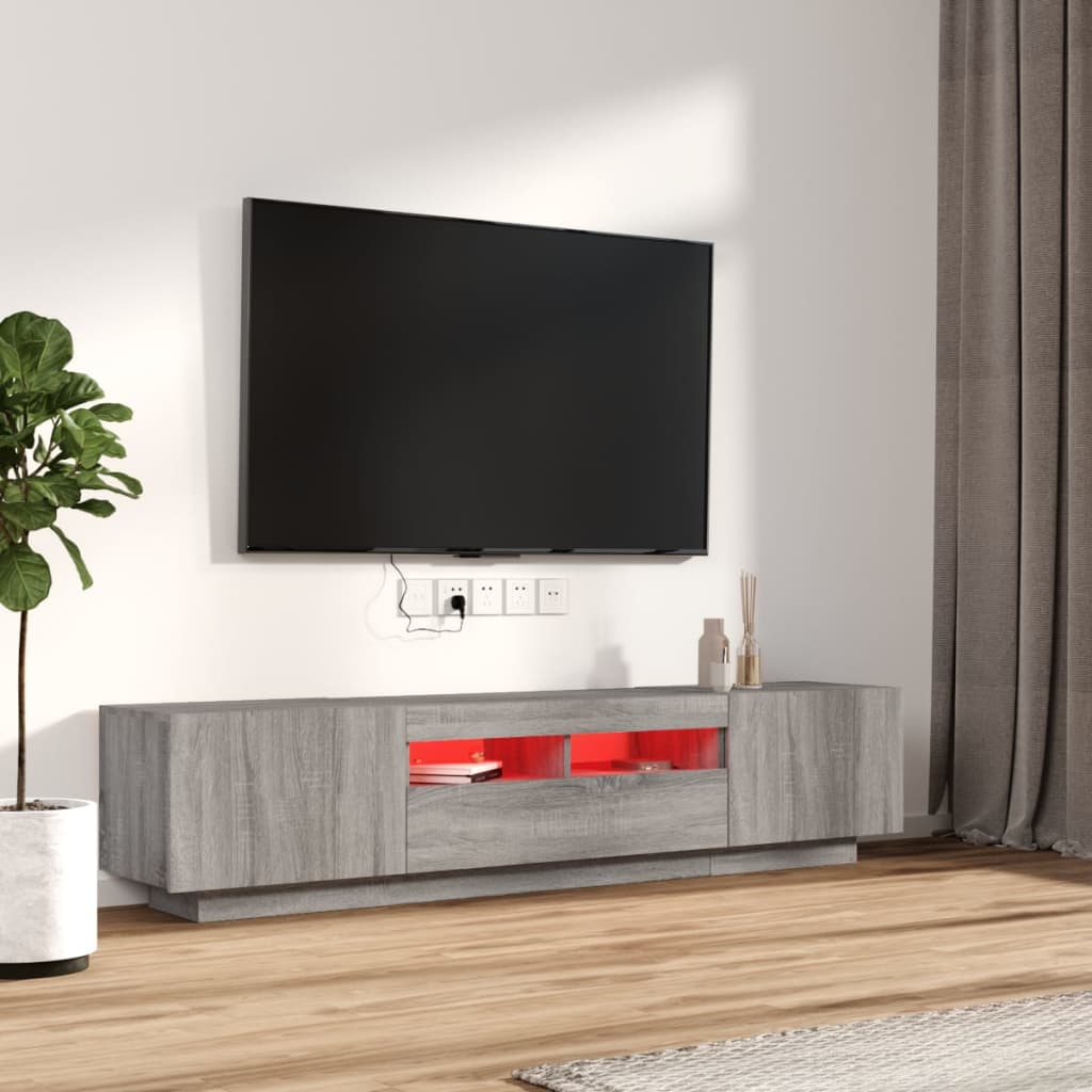 vidaXL Set dulapuri TV cu LED, 2 piese, gri sonoma, lemn prelucrat