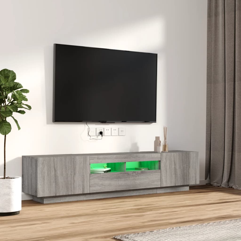 Ensemble de meubles TV avec lumières LED 2 pcs Sonoma gris | meublestv.fr 5