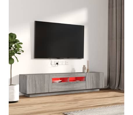 vidaXL Set Mobili TV 2 pz con Luci LED Grigio Sonoma Legno Multistrato