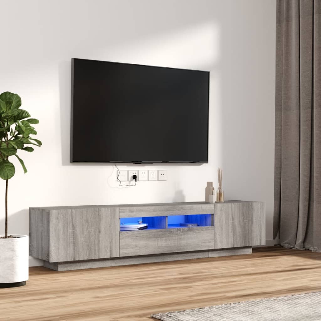 Ensemble de meubles TV avec lumières LED 2 pcs Sonoma gris | meublestv.fr 2