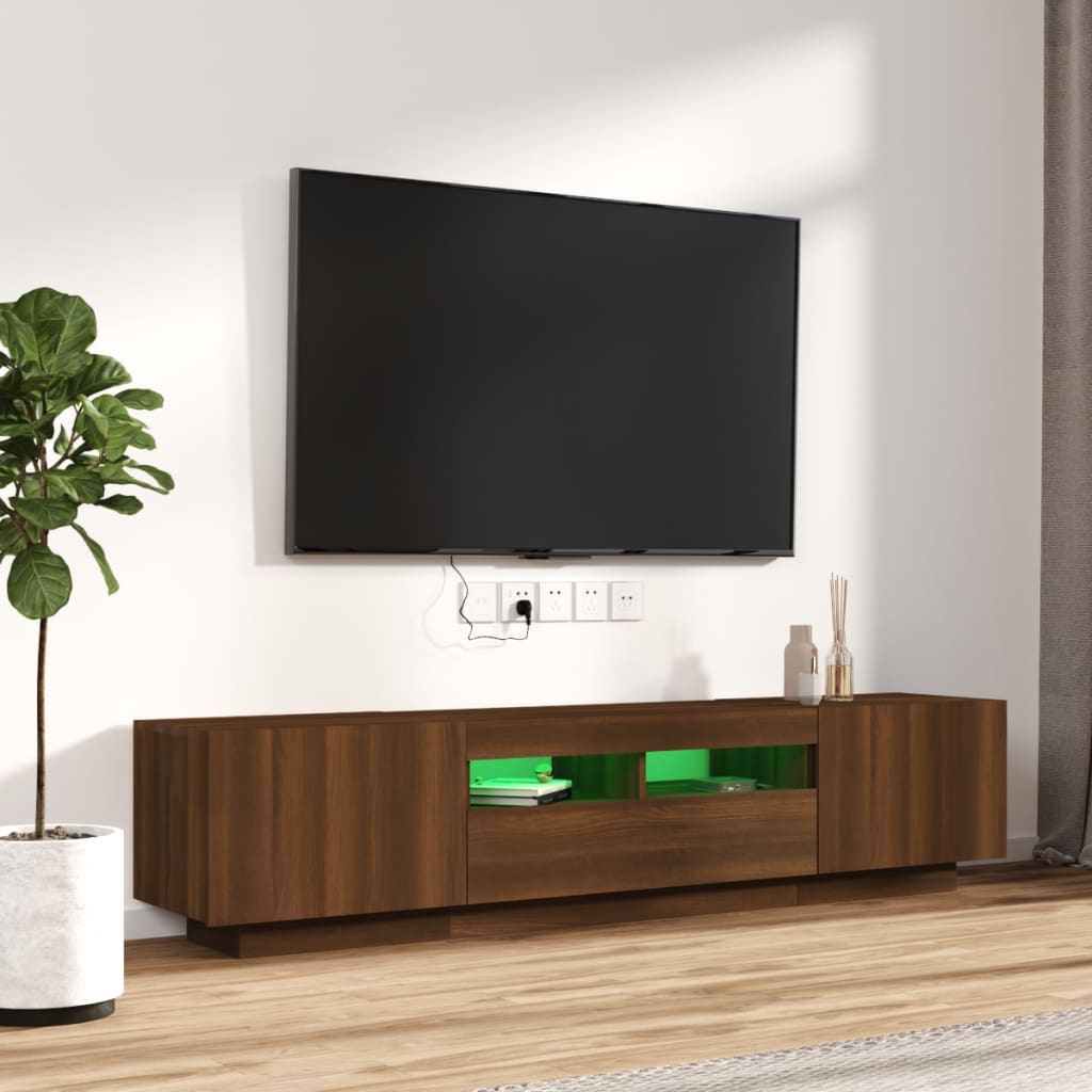 Ensemble de meubles TV avec lumières LED 2 pcs Chêne marron | meublestv.fr 5