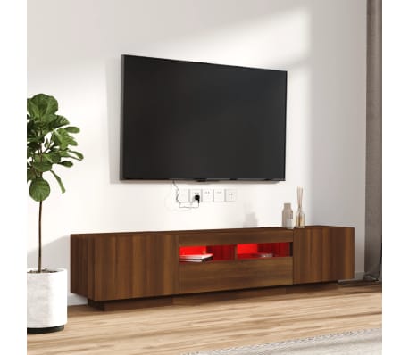 vidaXL Ensemble de meubles TV avec lumi&egrave;res LED 2 pcs Ch&ecirc;ne marron