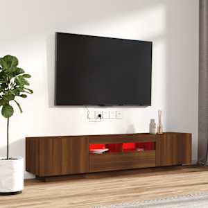 vidaXL Ensemble de meubles TV avec lumi&egrave;res LED 2 pcs Ch&ecirc;ne marron