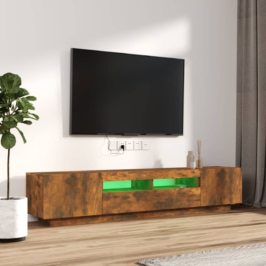 Ensemble de meubles TV avec lumières LED 2 pcs Chêne fumé | meublestv.fr 5