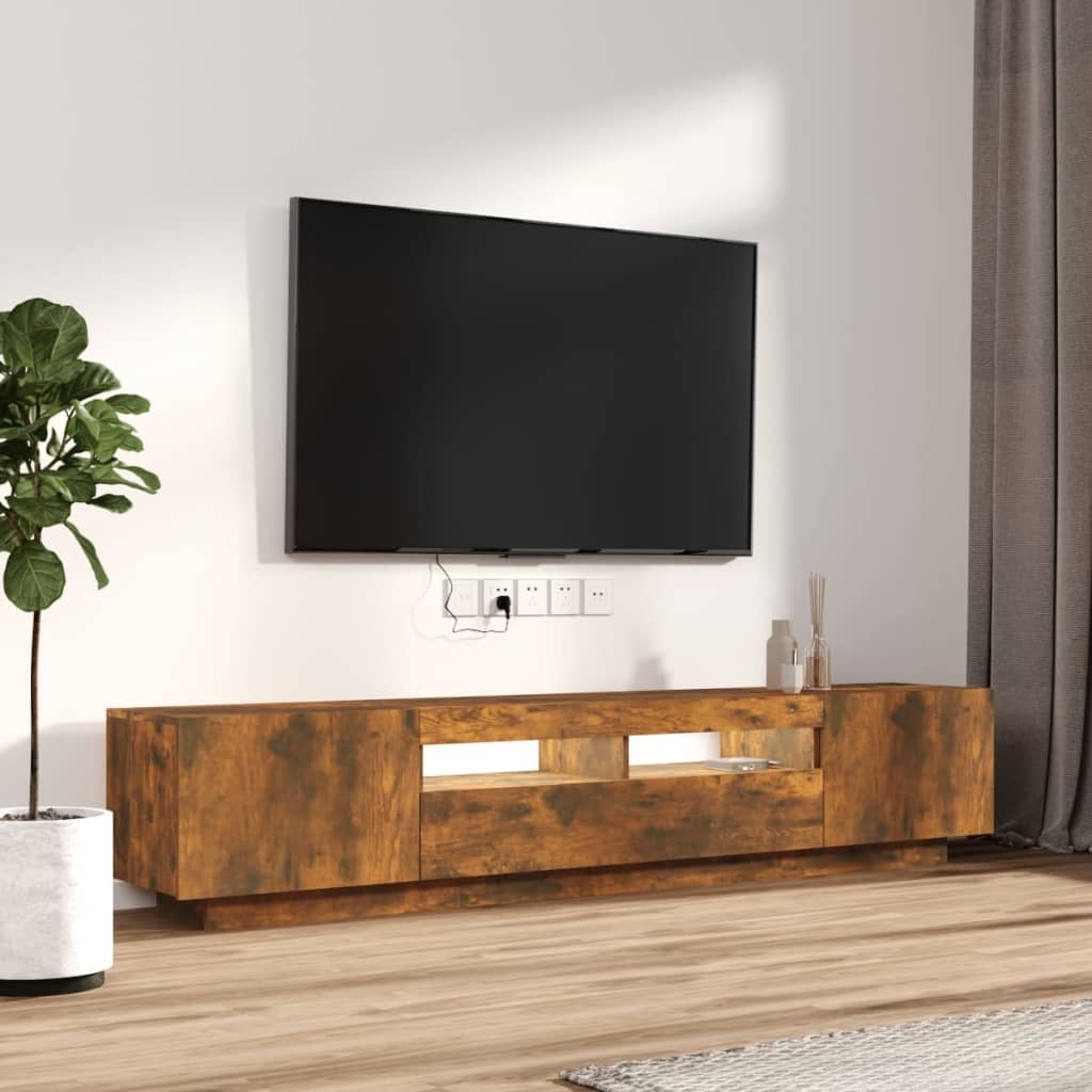 Ensemble de meubles TV avec lumières LED 2 pcs Chêne fumé | meublestv.fr 6