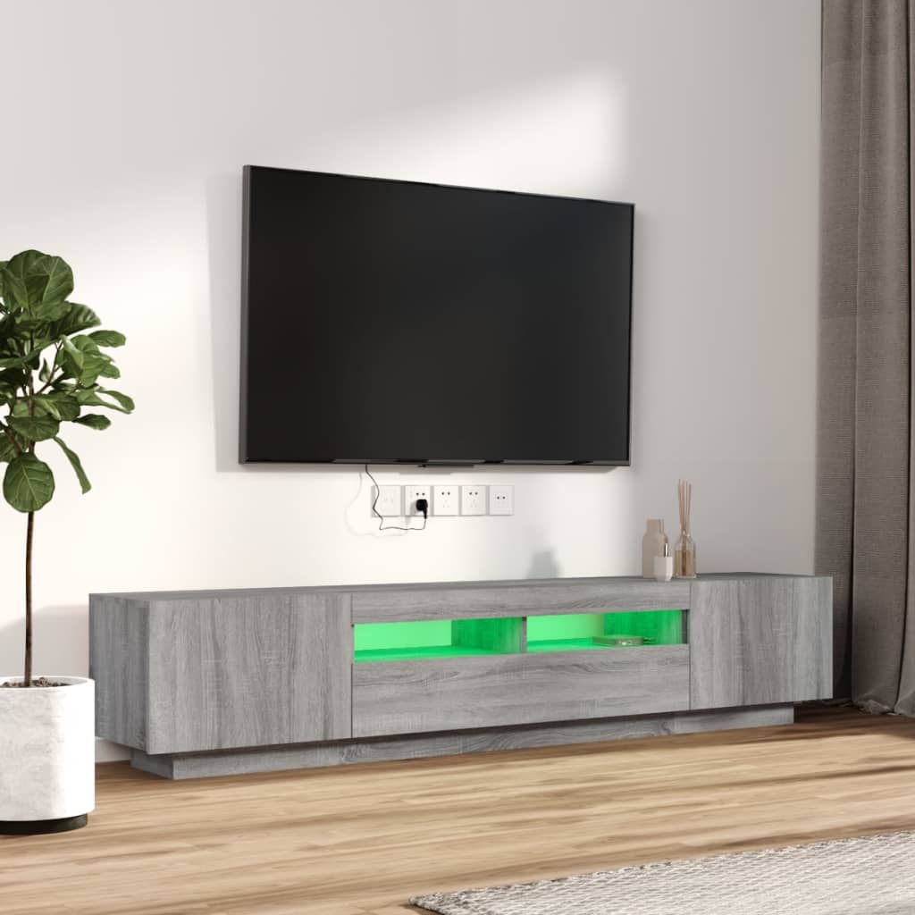 Ensemble de meubles TV avec lumières LED 2 pcs Sonoma gris | meublestv.fr 5