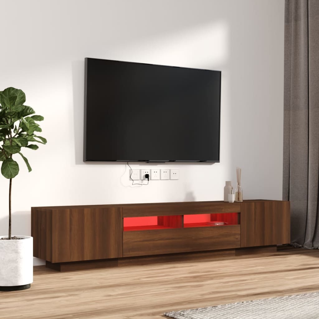 Ensemble de meubles TV avec lumières LED 2 pcs Chêne marron | meublestv.fr 4